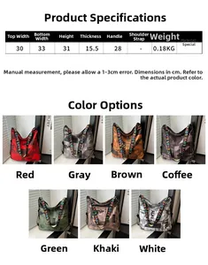 Guide des tailles et options de couleurs pour le sac fourre-tout tendance grande capacité