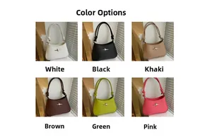 Fashionable half-round underarm bags in six colors with silver star hardware and knot details