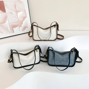 Schicke Damen Umhängetasche Aus PU Leder Im Kontrastdesign Modische Crossbody Und Achseltasche Für Den Alltag