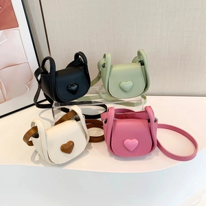 Mini Saddle Crossbody Bag PU Leather Heart Decor Flap Shoulder Purse For Women Girls Niche Style Elegant Trendy