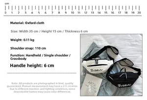 Spécifications de taille des sacs banane légers en tissu oxford noirs et blancs