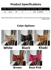 Guide des tailles et choix de couleurs pour ce sac baguette tendance avec boucle en métal