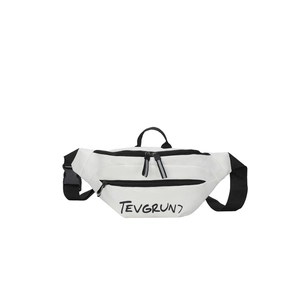Sac banane blanc en tissu Oxford avec bandoulière noire et lettrage TEVGRUNJ