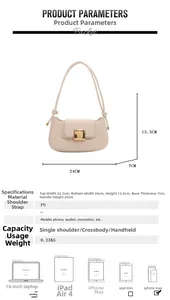 Detailed dimension guide for the off-white PU shoulder bag with sizing specifications
