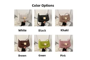 Detailed grid view showcasing the crossbody bag in six colors with matte leather and metal lock