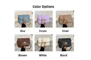 Collage de sacs bandoulière en cuir en six coloris avec fermoirs rotatifs métalliques