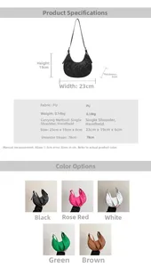 Size chart showing 23x19x6cm dimensions and color options for the jacquard handbag
