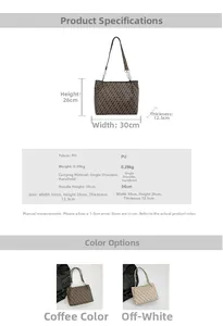 Detailed view of women's tote bag showing PU leather texture and geometric patterns