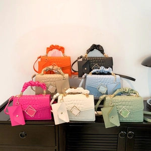 Chic croc-embossed top handle square bags for women in seven various trendy colors