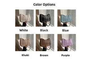 Minimalist shoulder bags collection in six colors: white, black, blue, khaki, brown, purple