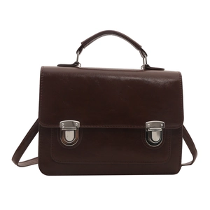 British style dark brown large capacity crossbody messenger bag with double buckles