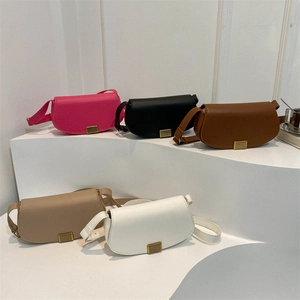 Chic saddle shoulder bags with gold buckles in five versatile colors for women