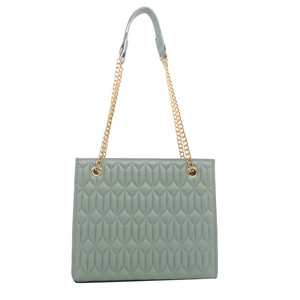 Chic mint green quilted chain shoulder bag with gold hardware for a stylish look