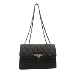 Classic black quilted leather crossbody bag with metal chain strap and turn-lock closure