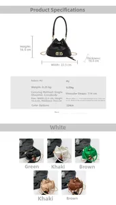 Größentabelle für Mini-Eimertasche aus PU-Leder mit Maßen 22,5x16,5x10,5cm im Detail