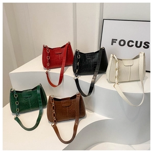 Borse a spalla minimaliste motivo coccodrillo in cinque colori con catena per donna