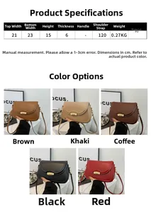 Tableau des tailles et options de couleurs pour le sac selle rétro en similicuir PU