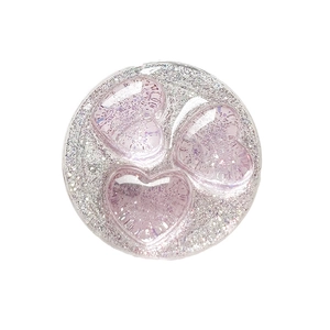 Purple glitter heart phone socket grip with sparkling sequins and three 3D heart shapes