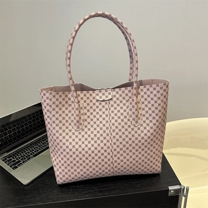Sac cabas rose imprimé à grande capacité avec anses en cuir pour femmes actives