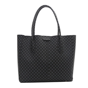 Grand sac cabas vintage rétro avec motif géométrique gris et poignée supérieure