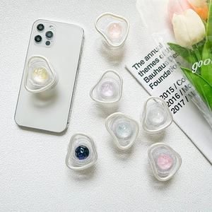 Resin Gem Glitter Planet Mobile Phone Grip Tok Expanding Stand Irregular Shape Silver Frame Decorative Desktop Holder