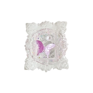 Cute butterfly resin phone socket with transparent frame and sparkling laser glitter