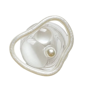 Elegant acrylic pearl phone grip with cream resin frame and opal stones on white base
