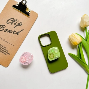 Expandable Phone Griptok Stand 3D Resin Gemstone Retractable Desktop Holder Transparent Plastic Ins Style Accessory