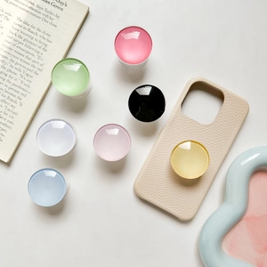 Phone Airbag Bracket Crystal Glass Grip Stand Retractable Solid Color Macaron Minimalist Desktop Smartphone Accessory