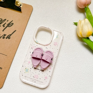 Cute shark slipper phone case with adjustable stand and colorful star patterns