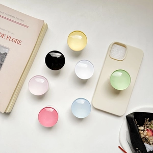 Minimalist round glass phone grip socket set with colorful expandable acrylic balloon stands