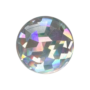 Holographic crystal ball phone grip with iridescent geometric facets and sequin glitter effect