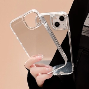 Detailed view of the clear shockproof iPhone case showing transparency and edge protection