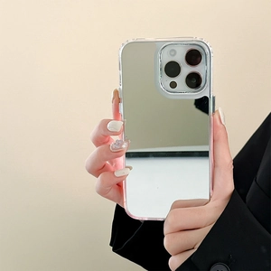Slim mirror-finish phone case for iPhone, showing high-reflective back and protective frame