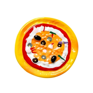 3D realistic pizza folding cell phone socket grip stand on minimalist white background