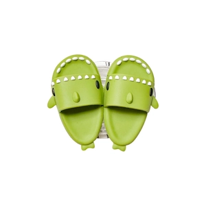 Cute green shark cartoon EVA house slippers with non-slip thick sole for indoor use