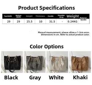 Detailed size chart and color options for the corduroy tote bag showing 29x25.5cm dimensions
