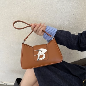 Borsa Baguette Da Donna In Pelle PU Borsa A Spalla Sottobraccio Con Fibbia In Metallo B Stile Retro Minimalista