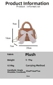Tableau des tailles pour sac en peluche avec dimensions et sangle en perles