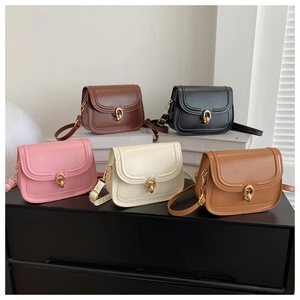 Vue détaillée de sacs à bandoulière minimalistes en cinq couleurs à boucles dorées