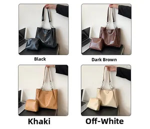 Krokodilmuster Shopper-Set mit passender Tasche und silbernen Kettenriemendetails