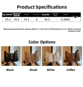 Detailed size specifications and material parameters for this PU leather underarm handbag