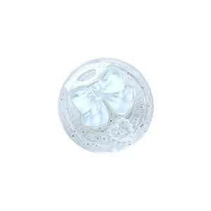 Cute resin phone grip with blue bow and glitter inside a clear round base holder