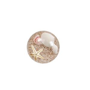 Collapsible crystal ball phone grip featuring seashells, starfish, and gold glitter