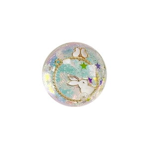 Round glitter phone socket with cute white rabbit and colorful sequins inside