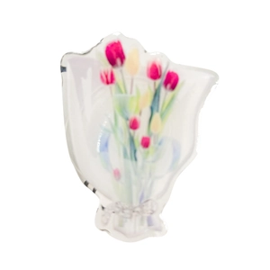 Acryl Tulpenblüten Handyhalterung mit glänzender Oberfläche auf weißem Hintergrund
