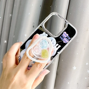 Support téléphone fleurs perles pierres avec texte Youth violet sur miroir poli