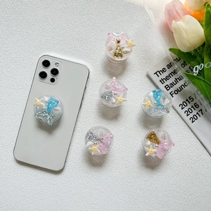 Glittery mermaid starfish seashell ocean theme phone grip stand for smartphones