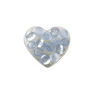 Handmade light blue pearl finish heart-shaped 4-hole round button set for sewing