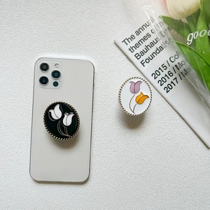 Support de téléphone tulipe métallique de luxe avec design floral à airbag élégant